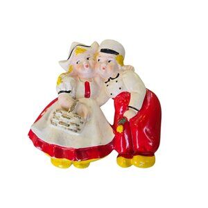 Vintage Dutch Boy And Girl Couple Chalkware Wall Plaque Room Decor